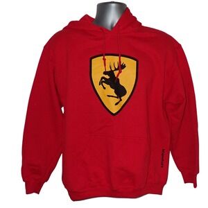 Blipshift‎ Hoodie Swede Steed Sweatshirt Mens S Red Prancing Moose
